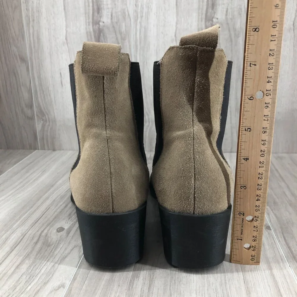 Zara Ankle Boots Womens EU 39 Tan Suede Slip On Chelsea Booties